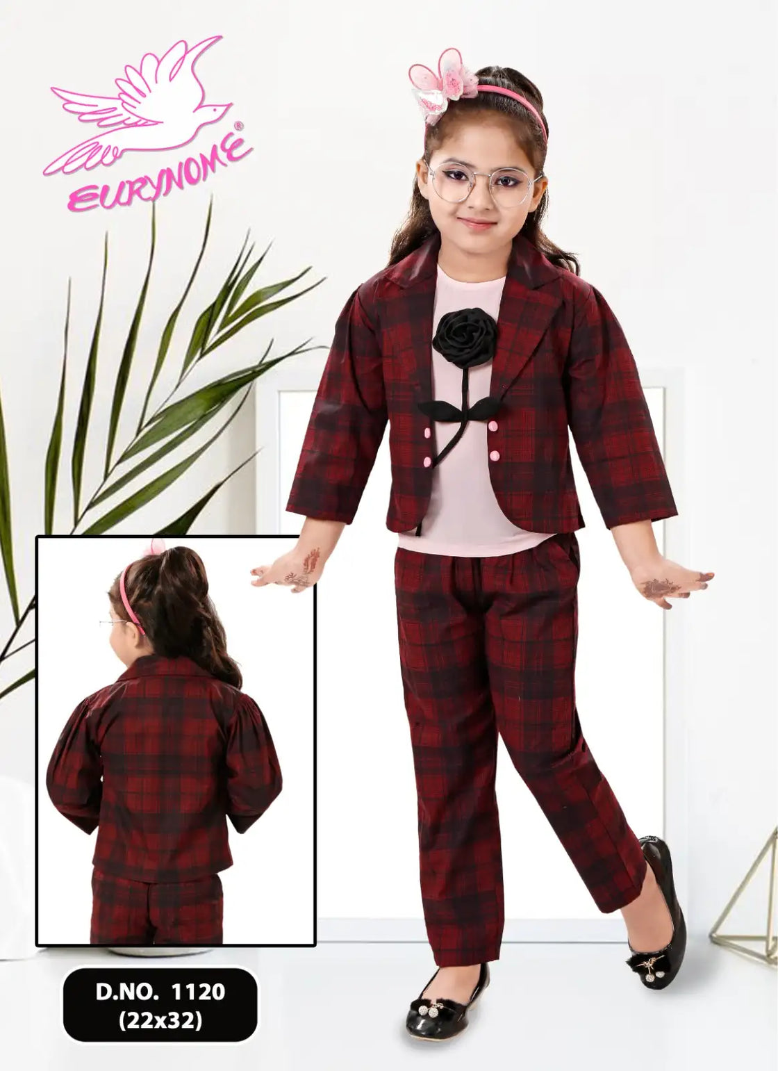 Eurynome Kidswear Girls—REDFIRE Black Rose series features a handmade center rose, crafting a bold, simple, and powerful noir statement for ages 3–9 .