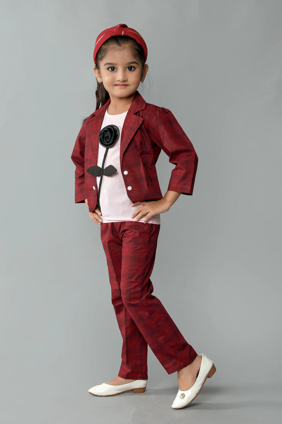 Eurynome Kidswear Girls—REDFIRE Black Rose series features a handmade center rose, crafting a bold, simple, and powerful noir statement for ages 3–9 .