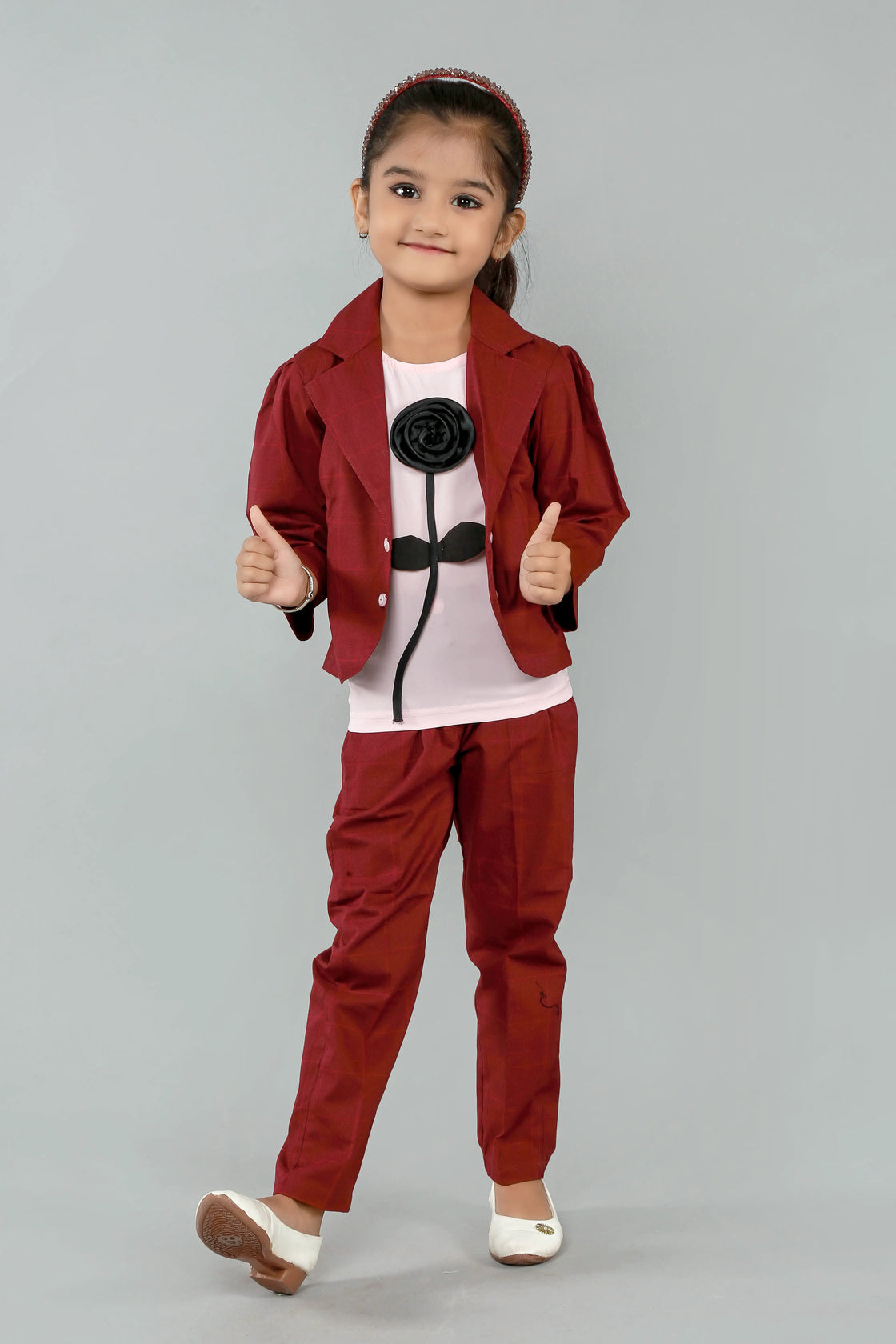 Eurynome Kidswear Girls—REDFIRE Black Rose series features a handmade center rose, crafting a bold, simple, and powerful noir statement for ages 3–9.
