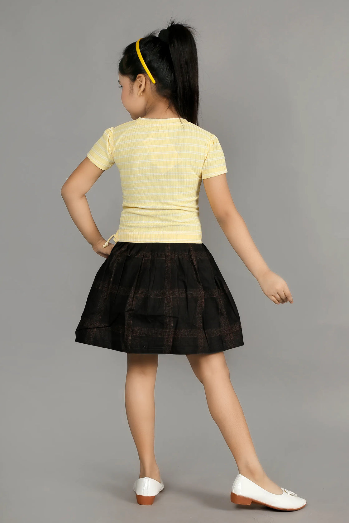 Eurynome Kidswear Girls – Basket Frock, Handmade Flower Basket Top, Puffy Checked Can-Can Skirt, Adjustable Fit, Stylish Party Dress Ages 3-6