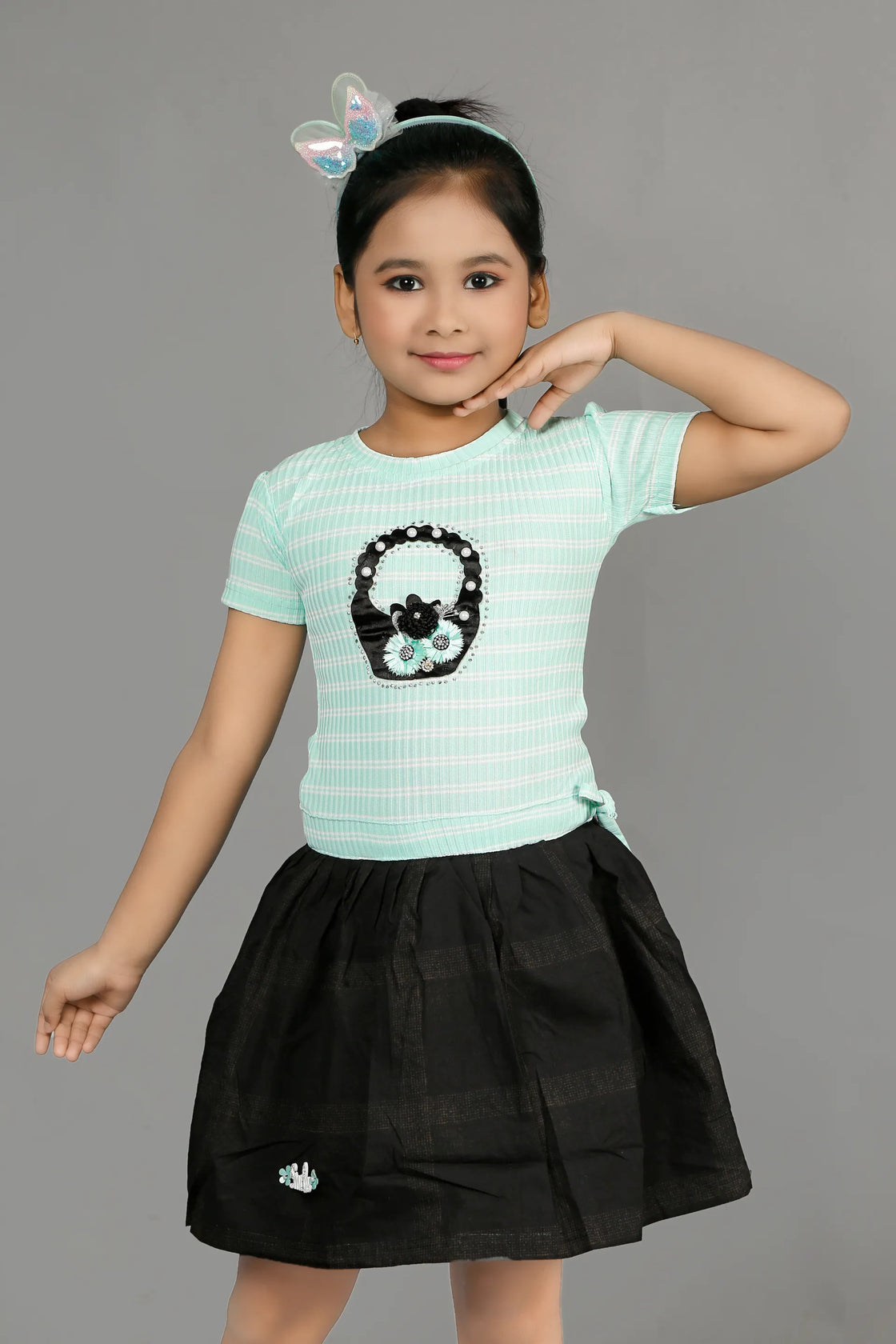 Eurynome Kidswear Girls – Basket Frock, Handmade Flower Basket Top, Puffy Checked Can-Can Skirt, Adjustable Fit, Stylish Party Dress Ages 3-6