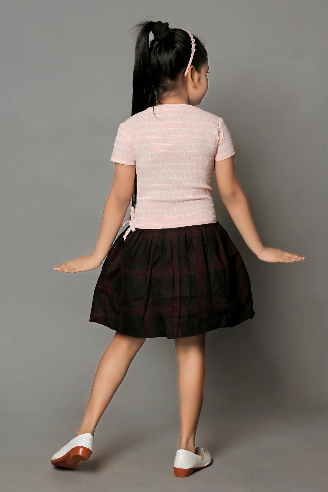 Eurynome Kidswear Girls – Basket Frock, Handmade Flower Basket Top, Puffy Checked Can-Can Skirt, Adjustable Fit, Stylish Party Dress Ages 3-6