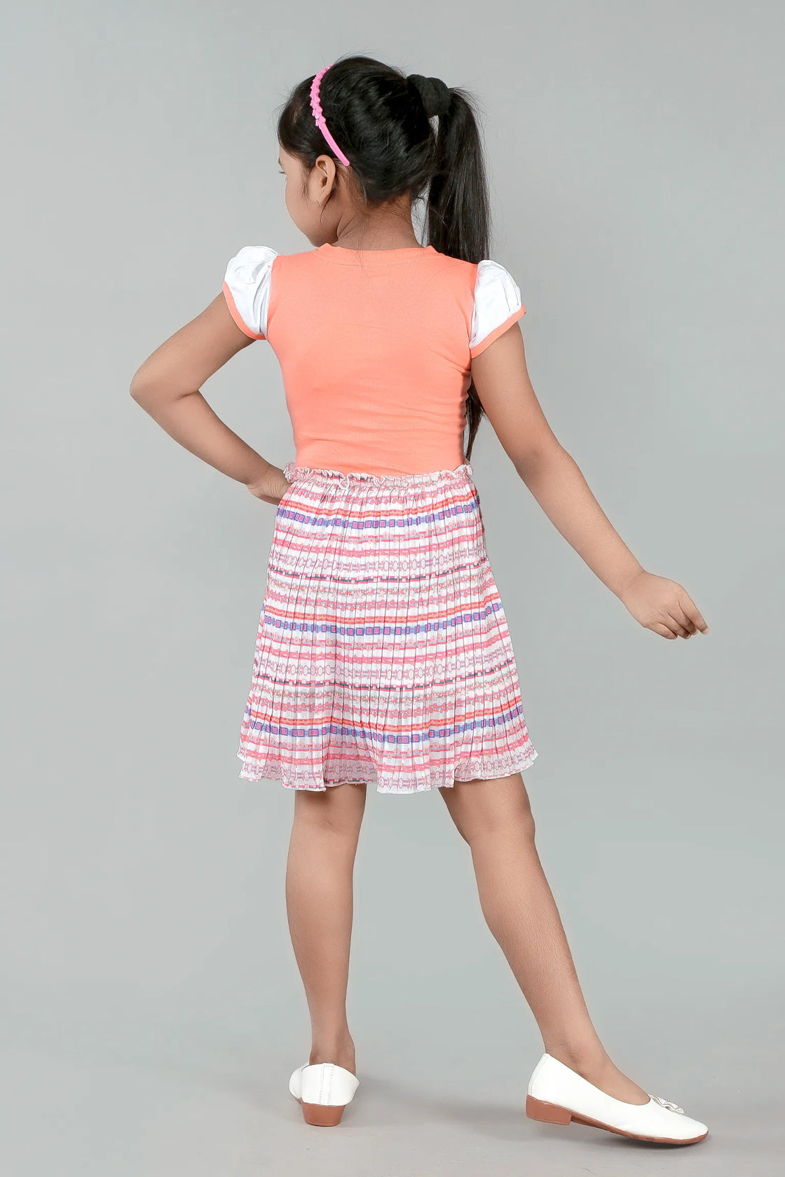 Eurynome Kidswear Girls – Designer Mickey Yellow Frock, stylish side details, pleated skirt, cheerful looks. Ages 3-9.