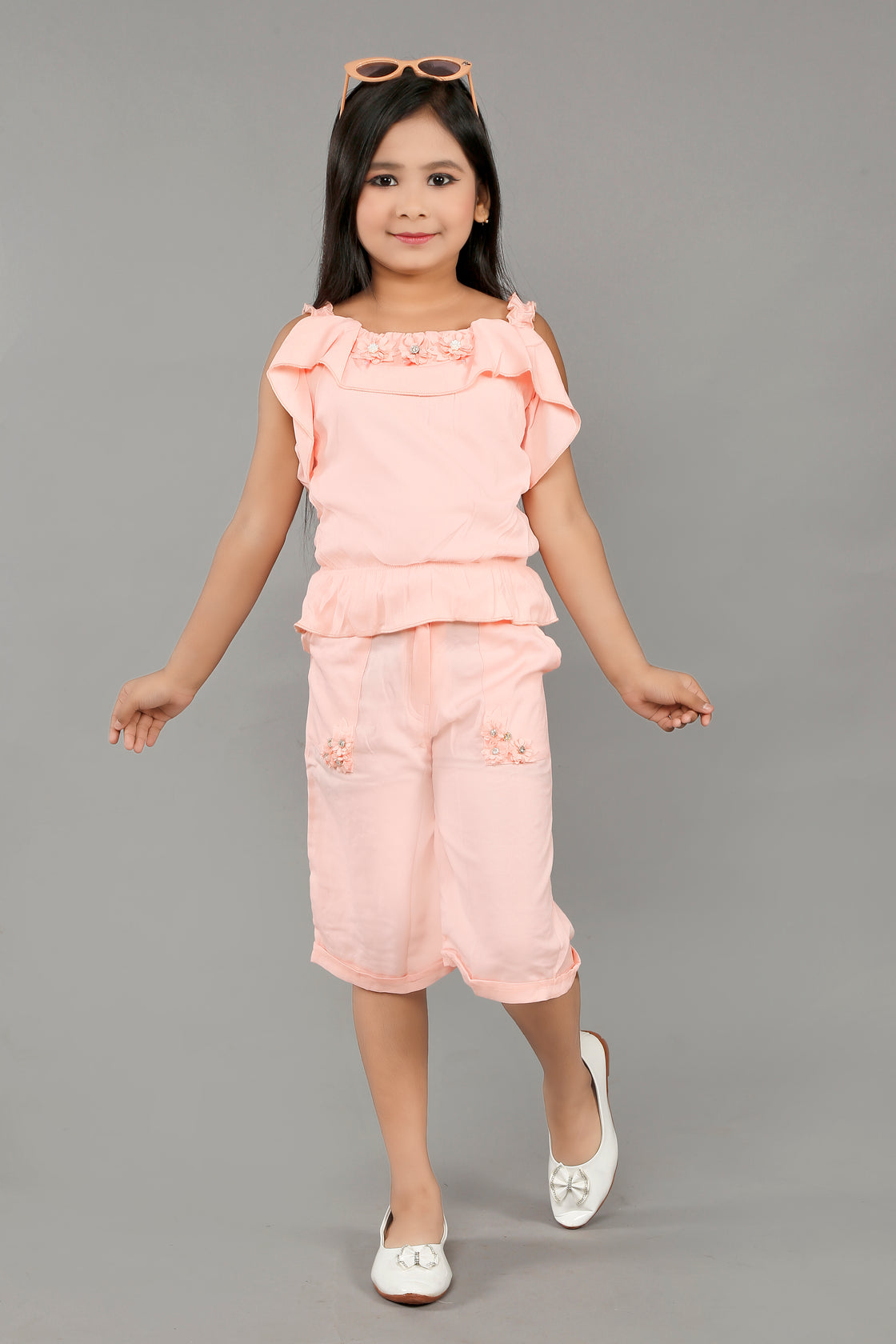 CUT SHOULDER FLORAL SET