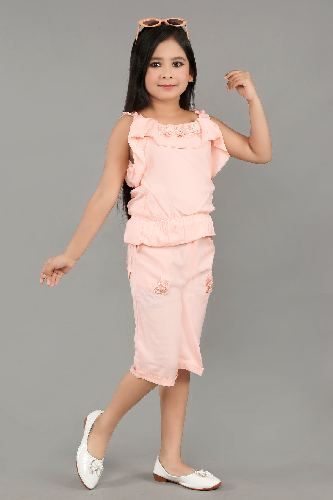 CUT SHOULDER FLORAL SET