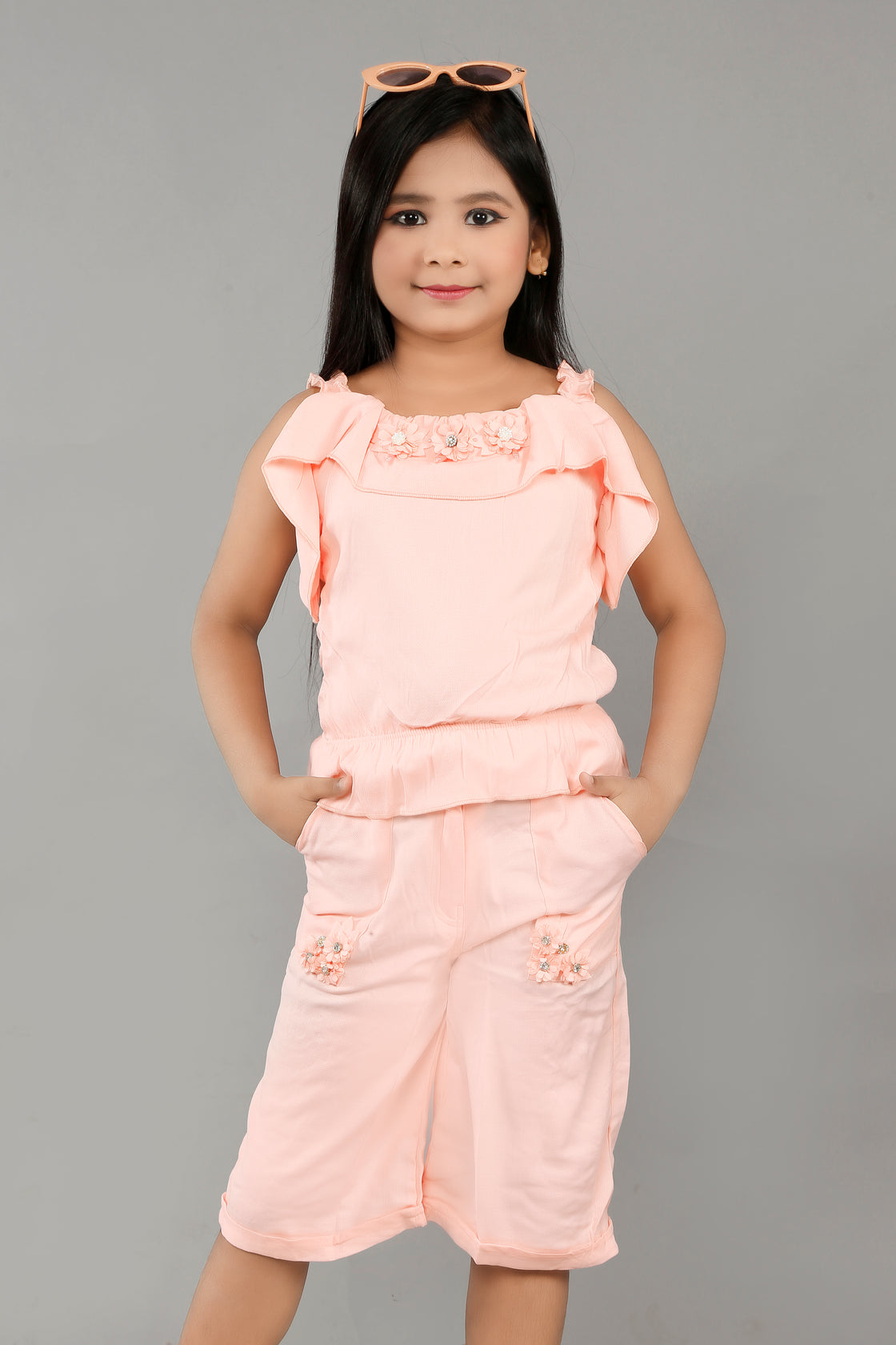CUT SHOULDER FLORAL SET