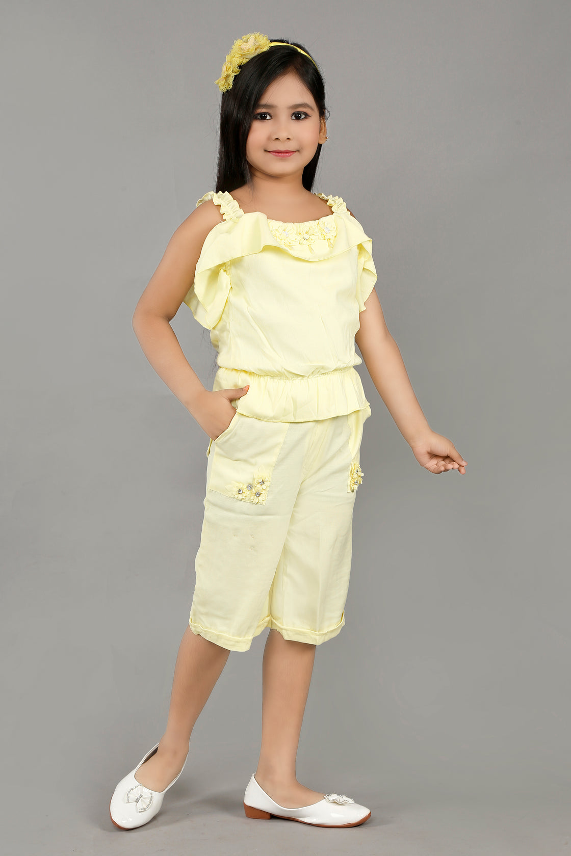 CUT SHOULDER FLORAL SET
