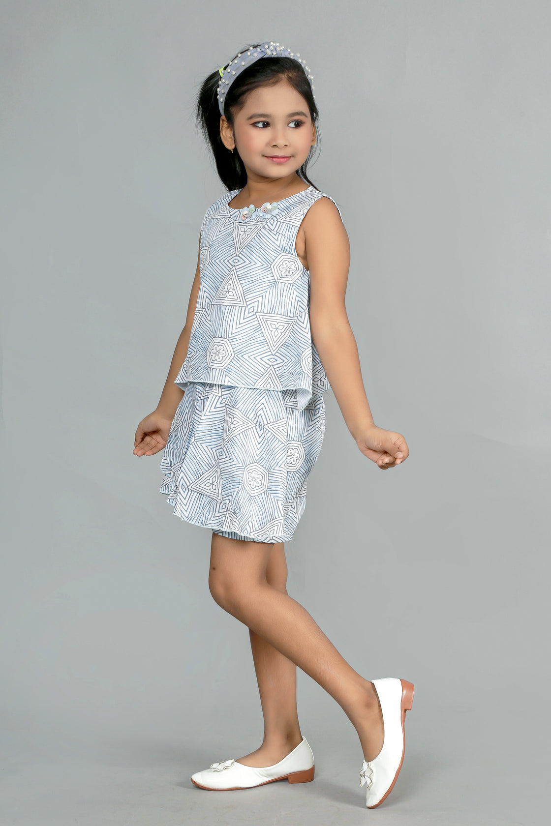 GEOMETRIC PATTERN ROMPER CUM FROCK