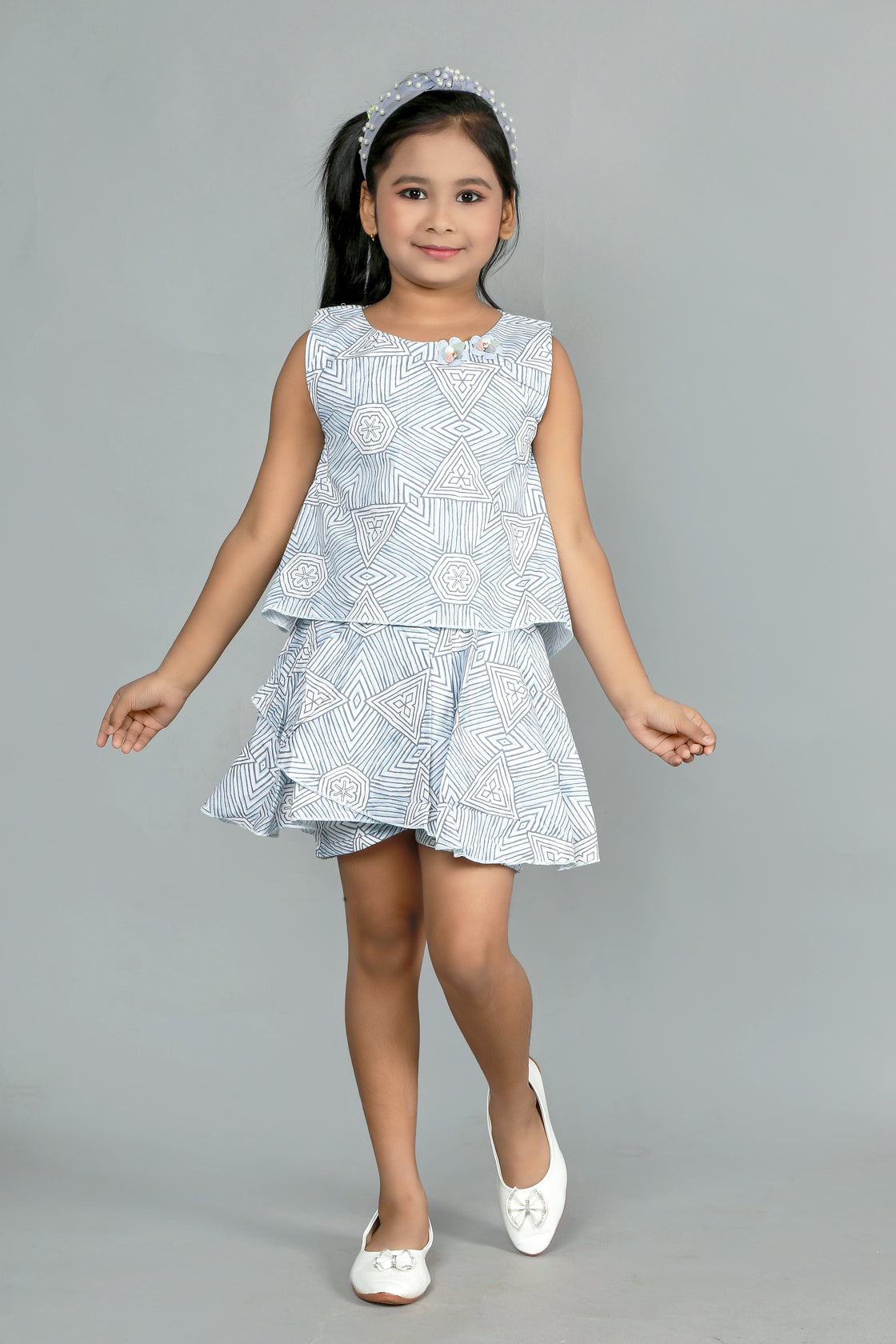 GEOMETRIC PATTERN ROMPER CUM FROCK