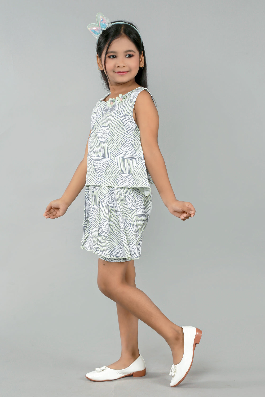 GEOMETRIC PATTERN ROMPER CUM FROCK