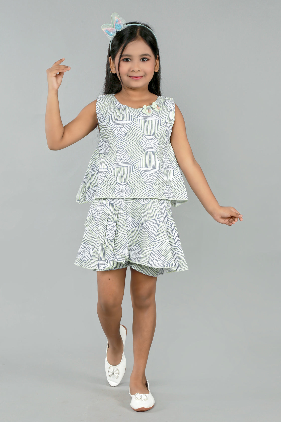 GEOMETRIC PATTERN ROMPER CUM FROCK