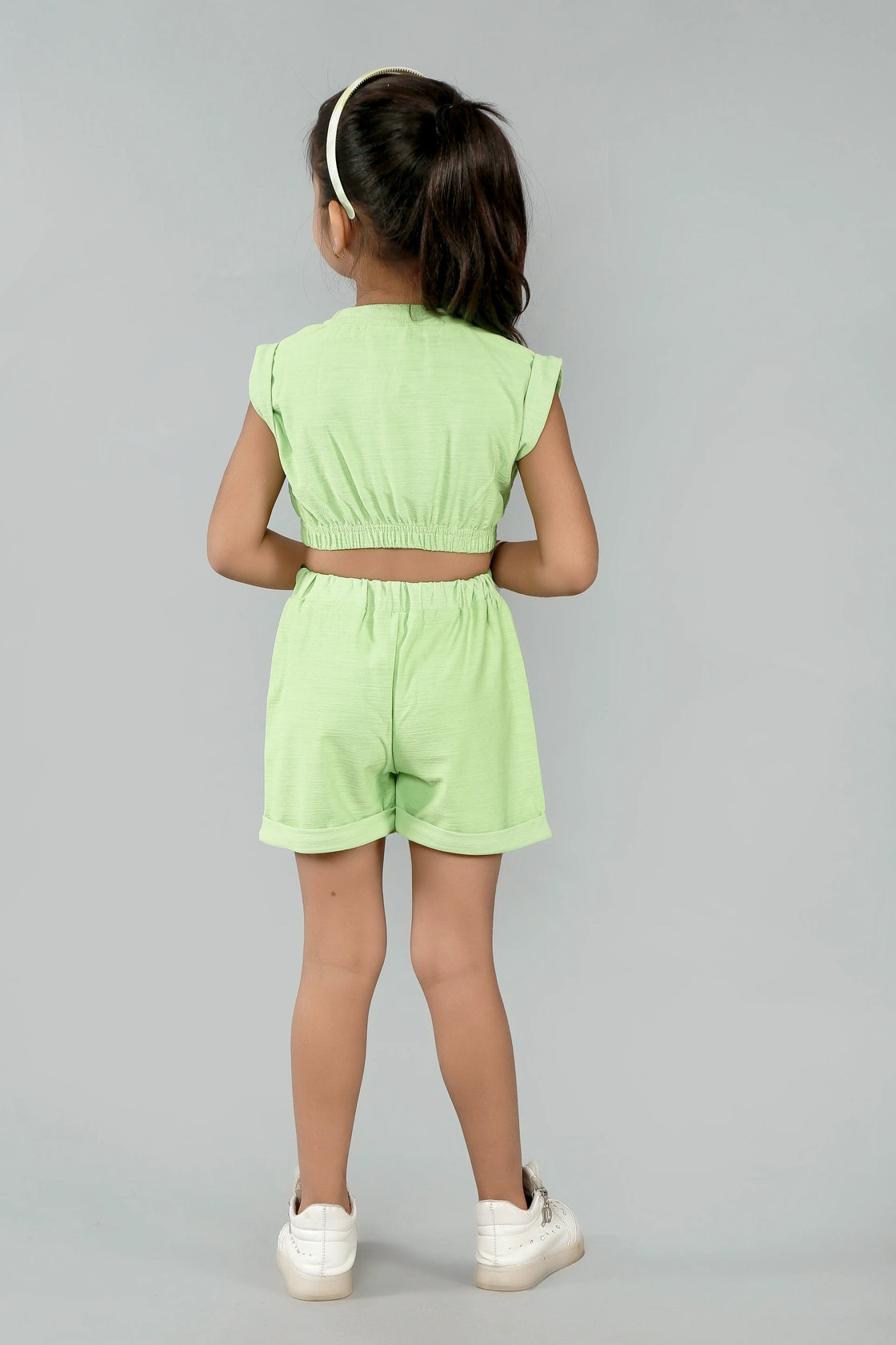 Eurynome Kidswear Girls – Crop top & hot pant set, chic handwork, athleisure vibes, comfy fit for ages 3-6
