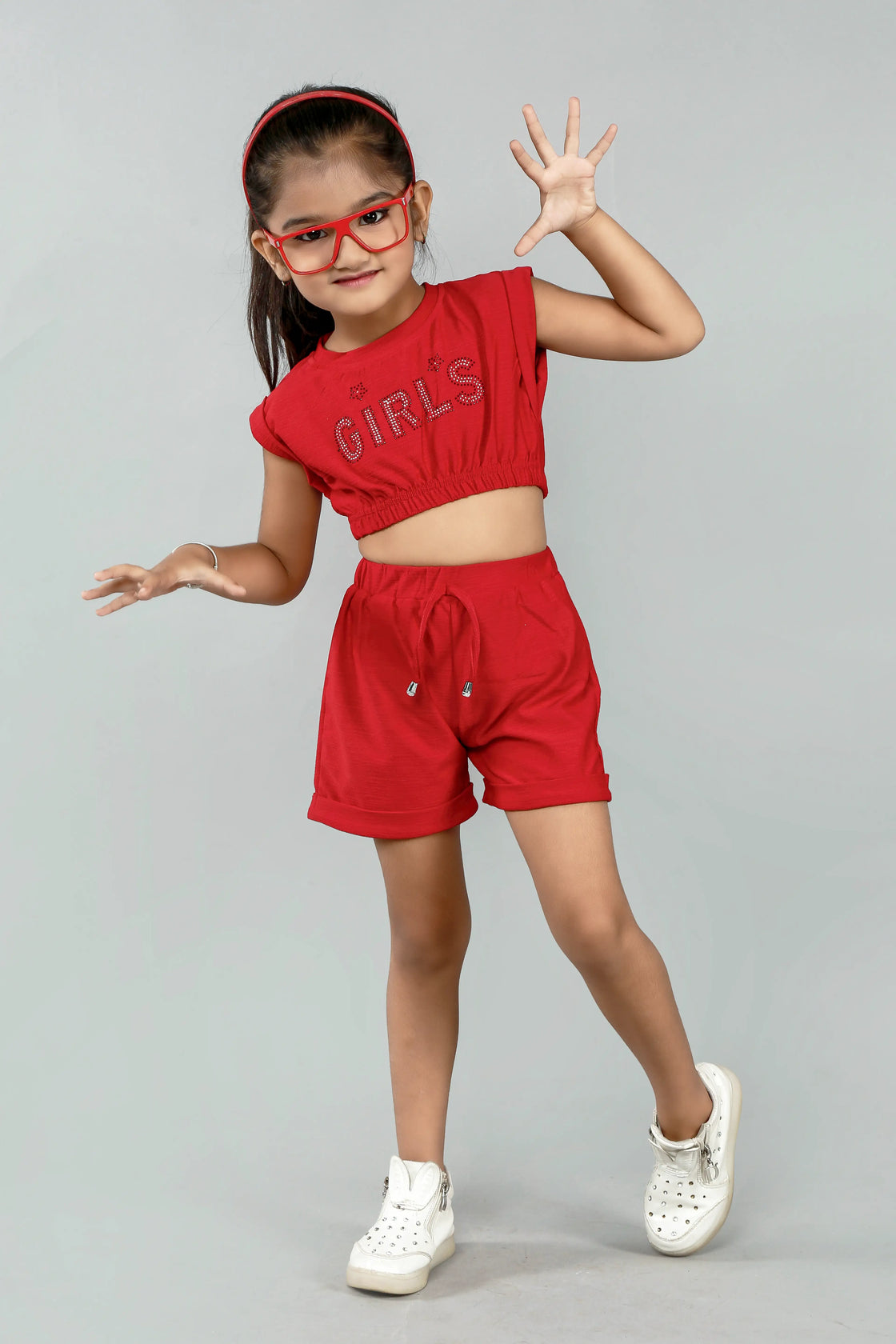 Eurynome Kidswear Girls – Crop top & hot pant set, chic handwork, athleisure vibes, comfy fit for ages 3-6