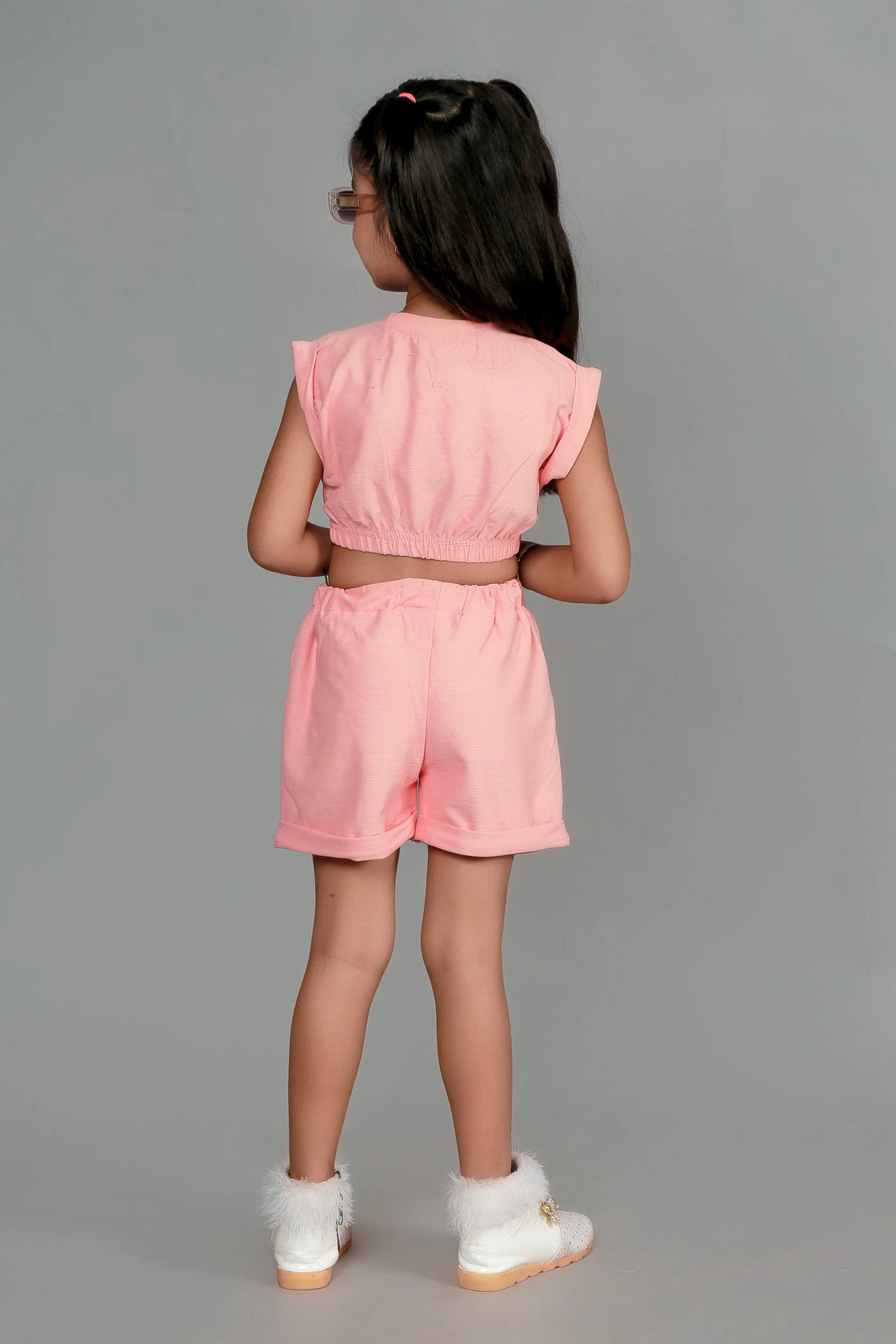 Eurynome Kidswear Girls – Crop top & hot pant set, chic handwork, athleisure vibes, comfy fit for ages 3-6