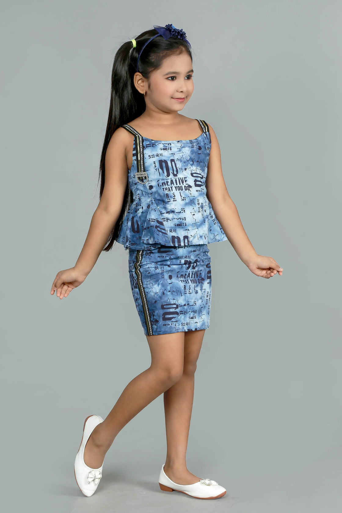 Eurynome Kidswear Girls – Luxe Letters Party Dress, Ultra-Soft Mercerized Cotton, Designer Lace Straps, Chic Embellishments, Ages 3-6.