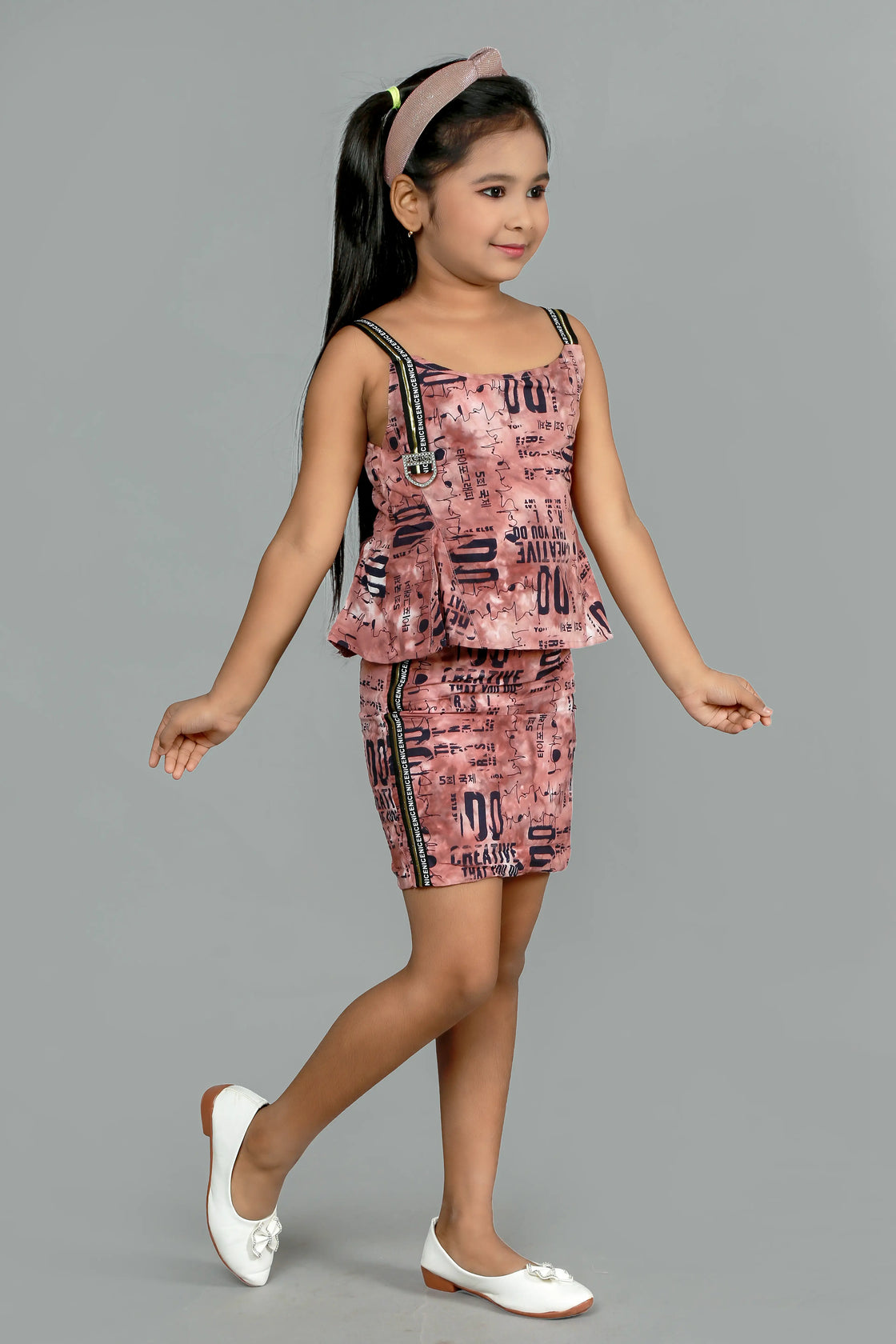 Eurynome Kidswear Girls – Luxe Letters Party Dress, Ultra-Soft Mercerized Cotton, Designer Lace Straps, Chic Embellishments, Ages 3-6.