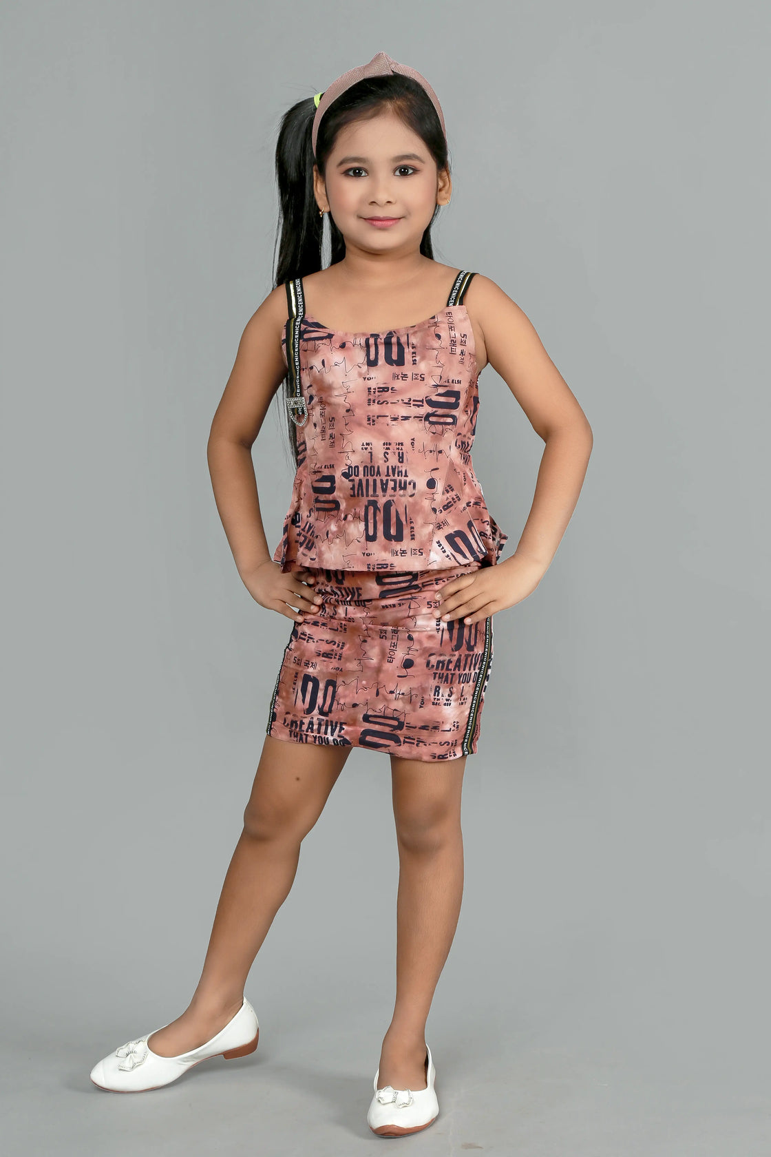 Eurynome Kidswear Girls – Luxe Letters Party Dress, Ultra-Soft Mercerized Cotton, Designer Lace Straps, Chic Embellishments, Ages 3-6.
