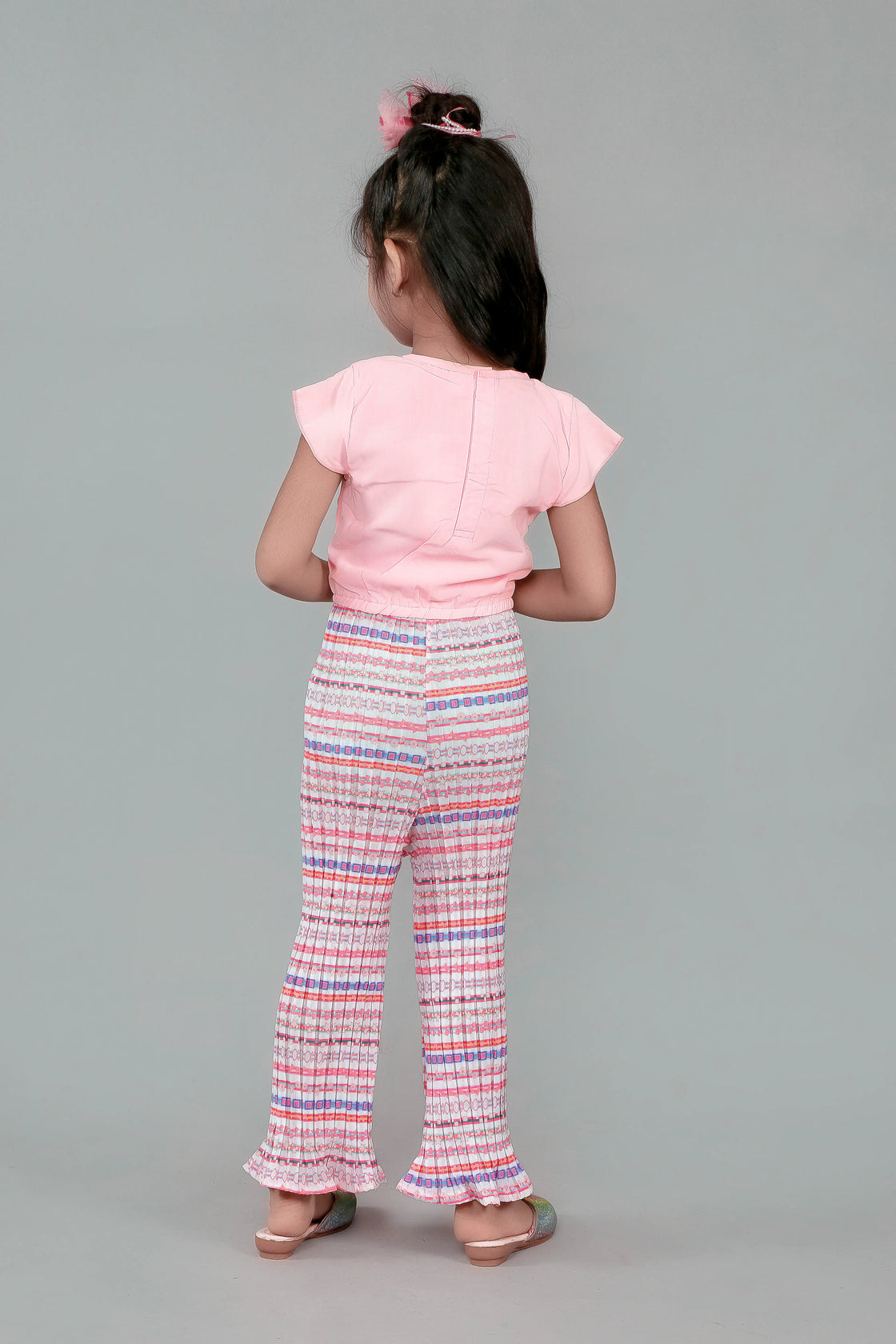 Eurynome Kidswear Girls – Playful Rabbit Jumpsuit, Soft Pleated Chiffon, Cute Bunny Motif, Stretchy Waist, All-Day Fun Ages 3-9.