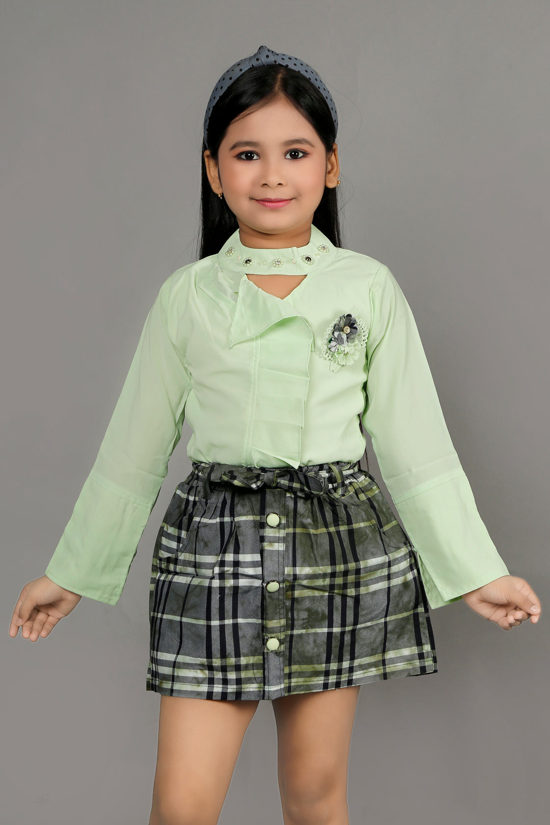 ROUND NECK STYLISH SKIRT AND TOP SET