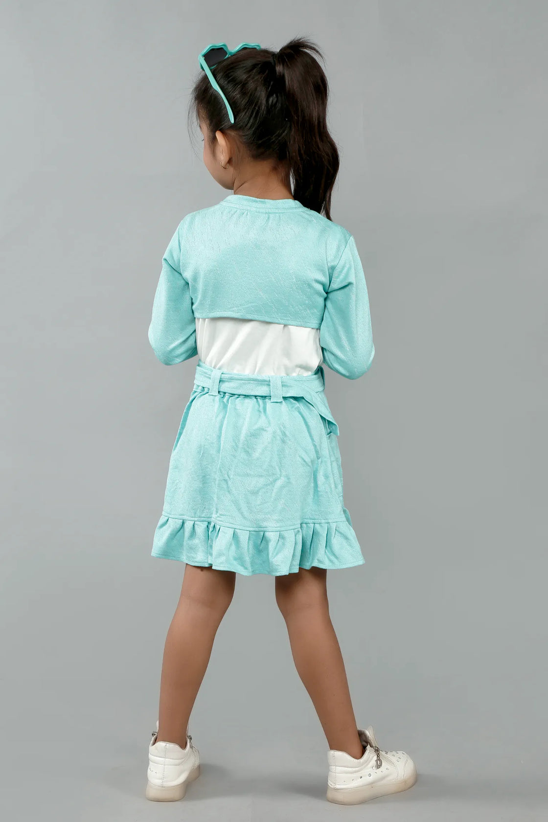 Eurynome Kidswear Girls – Hip Hop Skirt Top with Jacket, Pleated Tennis Skirt, Bold Crop Top, Fashionable Full-Sleeve Jacket, Statement Buttons & Buckle, Ages 3-12.