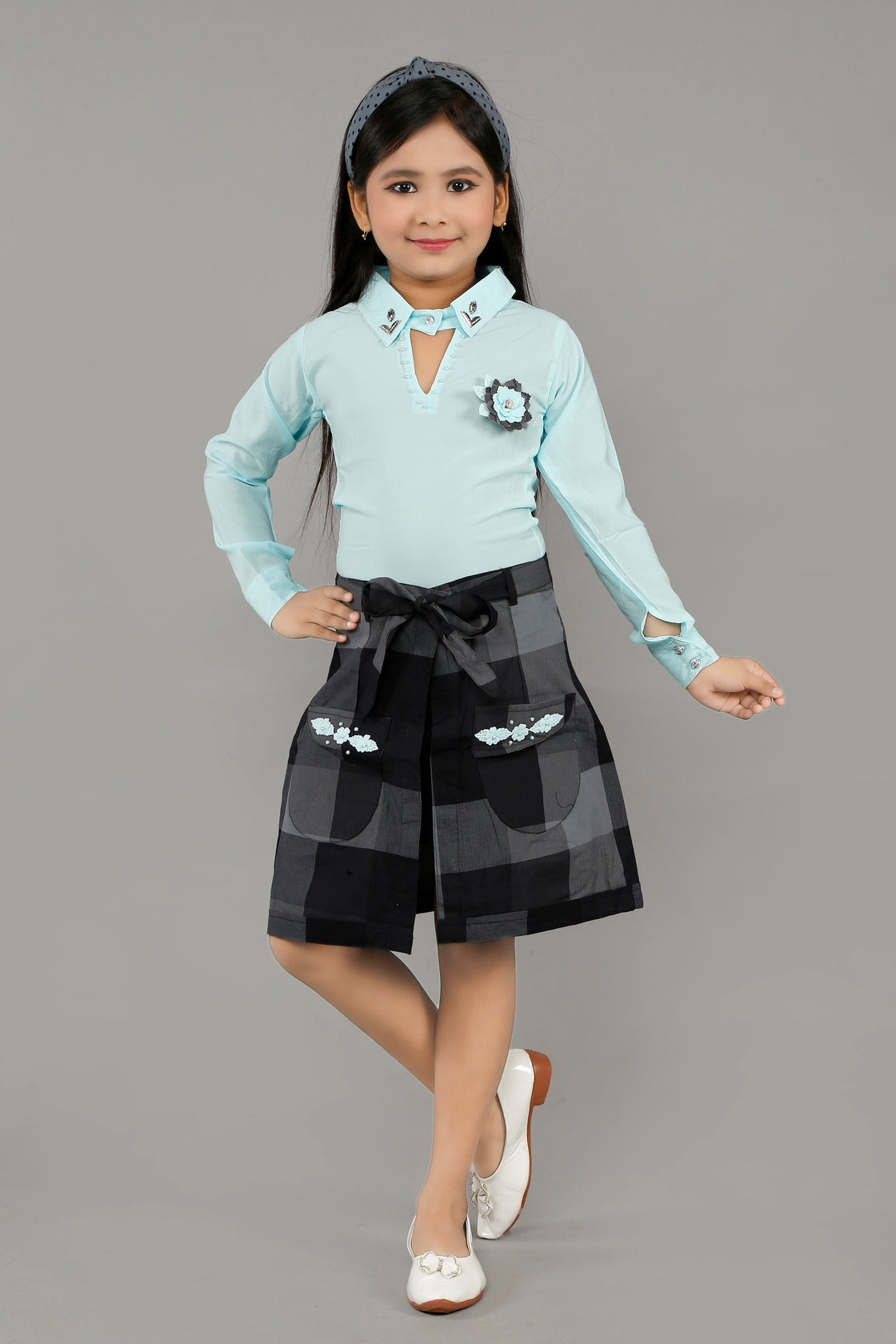 STYLISH 3PC- WRAP AROUND SKIRT WITH SHIRT & PANT