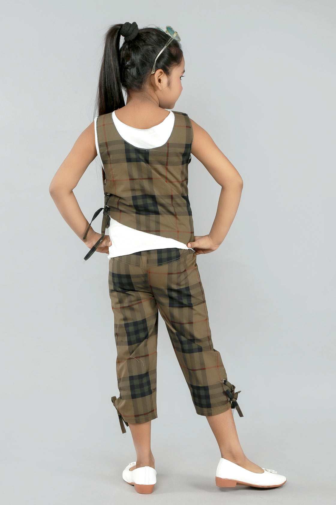 COWBOY GIRL'S STYLISH CHECKS PANT TOP SET
