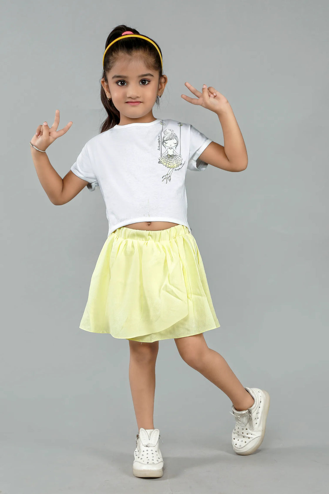 Eurynome Kidswear Girls – Swinging Girl Mini Skirt Set, Textured Pastel Skirt with Inner, Handcrafted Swing Top, Playful & Comfy Ages 3-6.