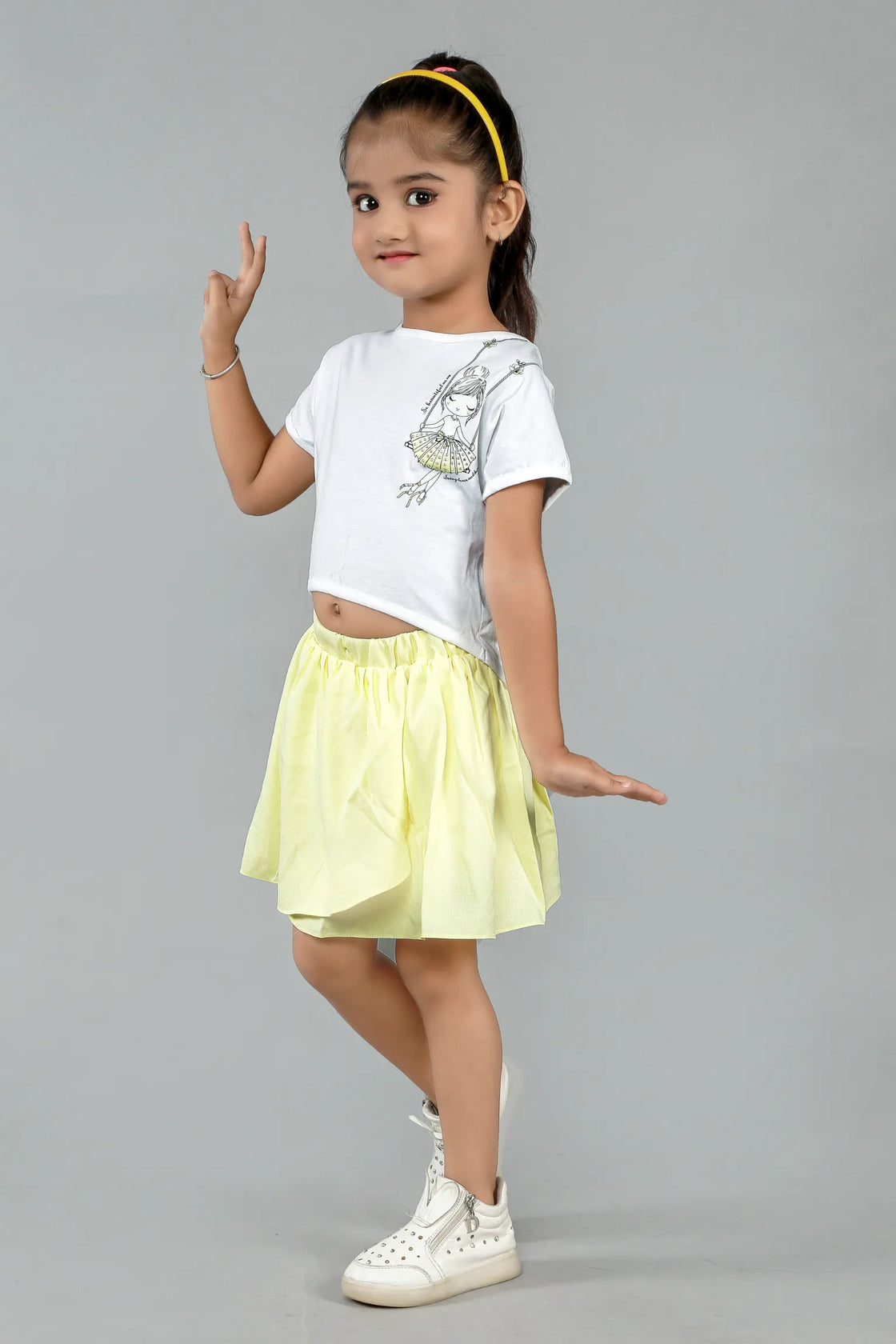 Eurynome Kidswear Girls – Swinging Girl Mini Skirt Set, Textured Pastel Skirt with Inner, Handcrafted Swing Top, Playful & Comfy Ages 3-6.