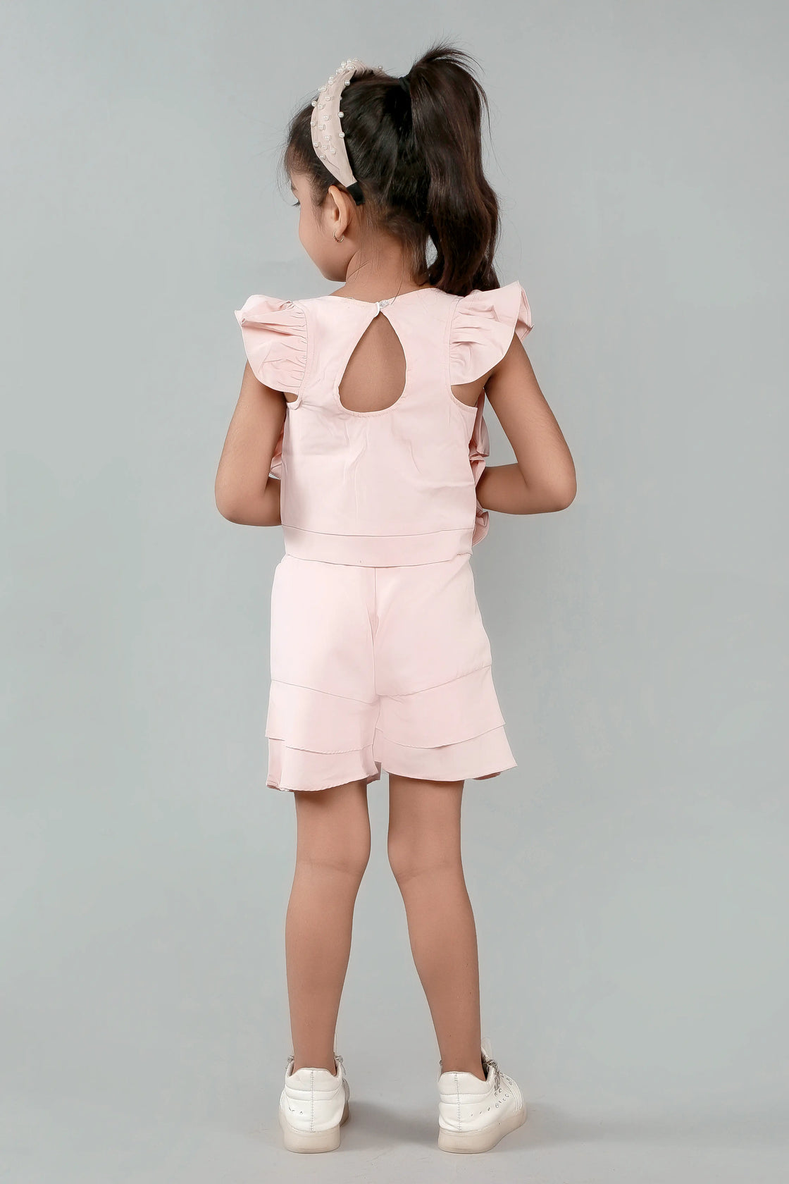 Eurynome Kidswear Girls – V-Style Floral Party Set, Handcrafted Flowers & Ruffle Top, Layered Chic Shorts, Luxe Chiffon Comfort, Ages 3-6